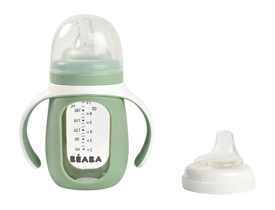 Baby'S Maaltijd BEABA | Training Glazen Fles 210 Ml Sage Green