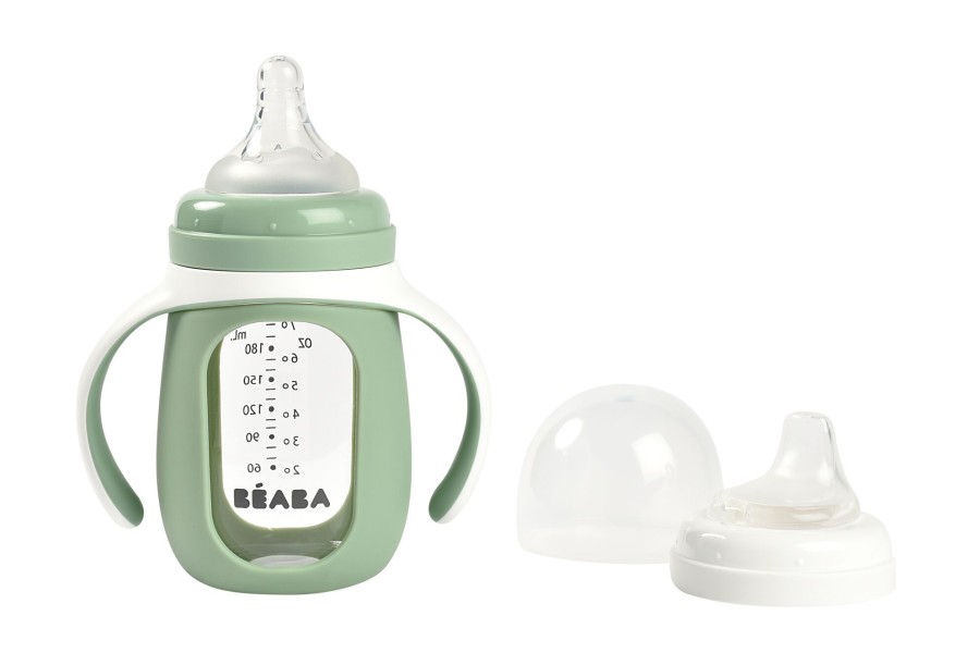 Baby'S Maaltijd BEABA | Training Glazen Fles 210 Ml Sage Green