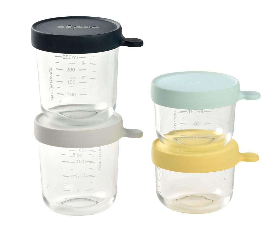 Baby'S Maaltijd BEABA | Glass Baby Food Storage Containers Set Of 4 – Pastel