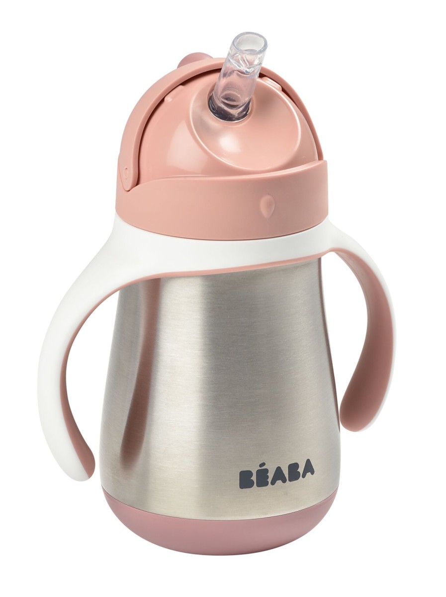 Baby'S Maaltijd BEABA | Roestvrij Stalen Rietjesbeker 250 Ml Old Pink